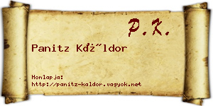 Panitz Káldor névjegykártya